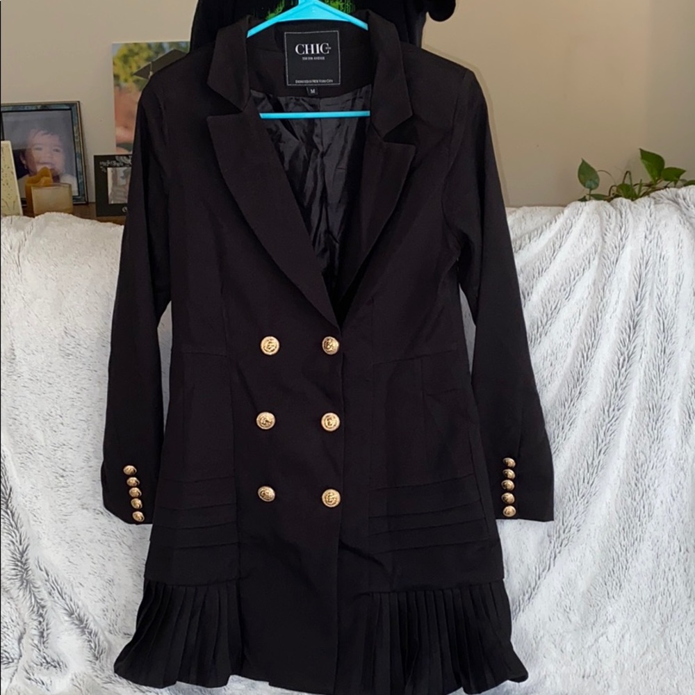 Black blazer dress.